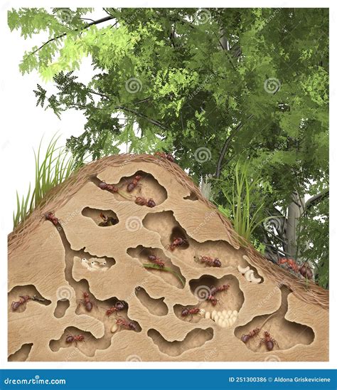 Anthill Cross Section In Forest, Illustration Royalty-Free Stock Image ...