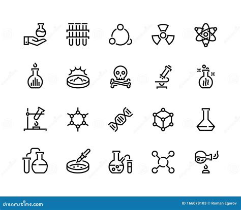 Chemistry Line Icons. Laboratory Equipment and Chemical Reactions ...