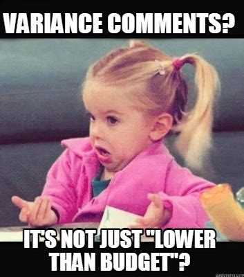 Meme Creator - Funny Variance Comments? It's not just "lower than ...