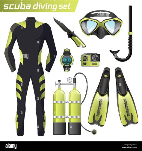 Realistic snorkeling and scuba diving equipment. Scuba-diving gear ...