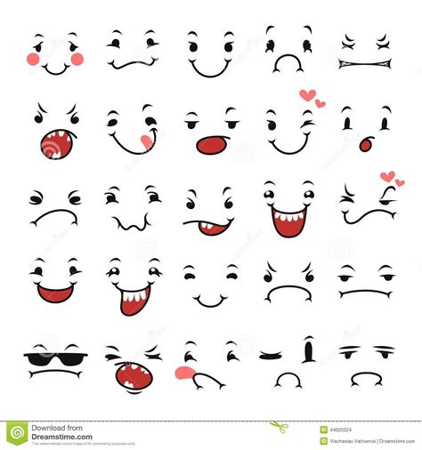 Doodle Facial Expressions Set For Humor Design | Eye expressions ...