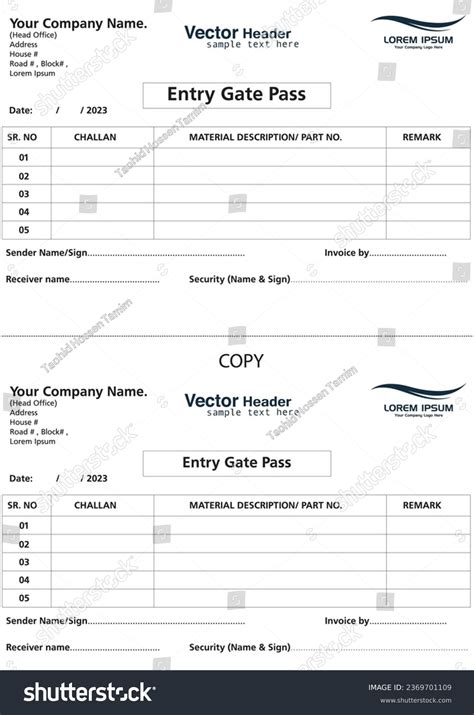 A company Entry Gate Pass Template for Employee - Royalty Free Stock ...