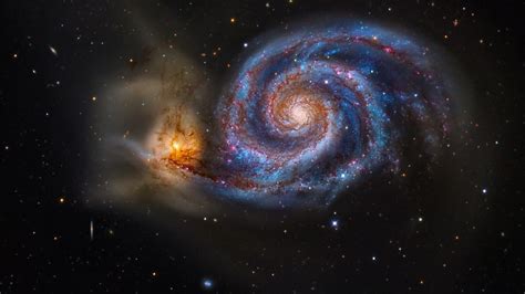 The Whirlpool Galaxy M51 - pair of galaxies locked in a gravitational ...