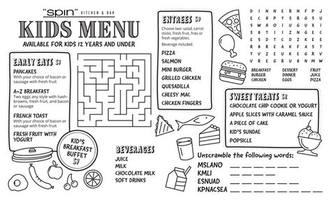 Kids Menu - Menu Enfant