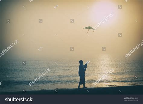 Boy Flying Kite On Beach Sunrise Stock Photo 234916066 | Shutterstock