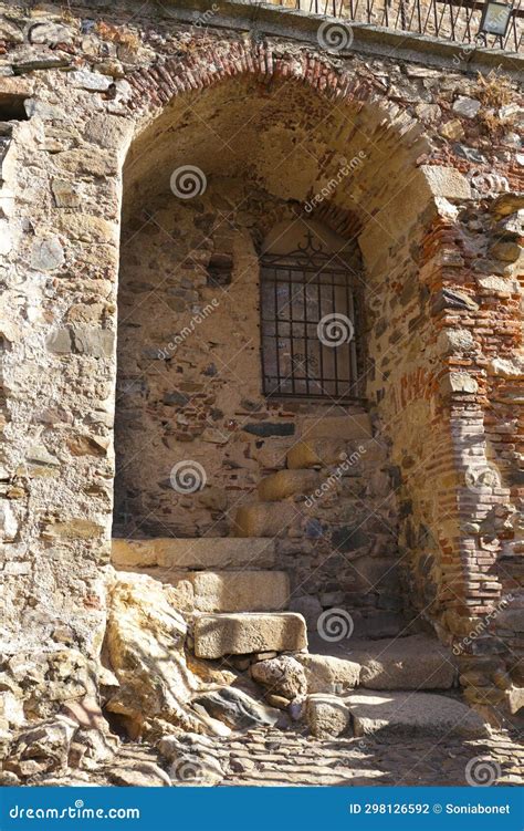 Facades of Historic Houses in the Old Town of Caceres City Stock Photo ...