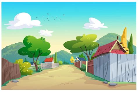 Cartoon village background asian Vectors & Illustrations for Free ...