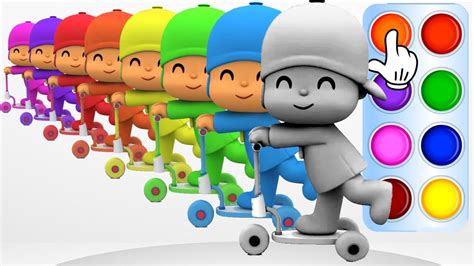 Learn Colors with Talking Pocoyo Scooter Learning Color Animation for ...