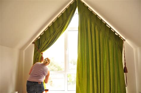 Unusual Triple Pleat Triangle Window Curtains | Arched window ...