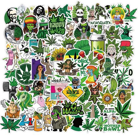 Buy 100pcs Cool Weed Stickers for Adults Water Bottles Laptop Phone ...