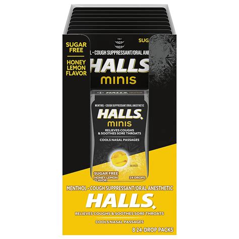 HALLS Minis – Gotas para la tos sin azúcar, sabor a limón, 24 unidades ...