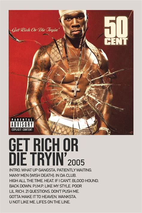 Get Rich Or Die Tryin' By 50 Cent Minimalist Album Poster | Music ...