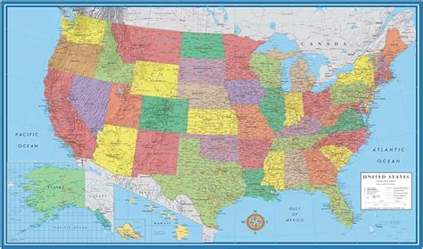 24x36 United States, USA Classic Elite Wall Map Laminated: Amazon.ca ...