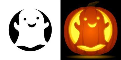 Cute ghost pumpkin carving stencil. Free PDF pattern to download and ...