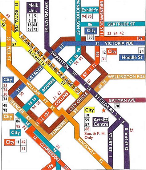 Melbourne city tram map - Melbourne cbd tram map (Australia)