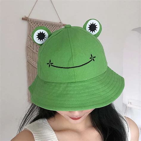 Cute Women Hats Summer Fashion Cotton Cartoon Frog Bucket Hat Men Women ...