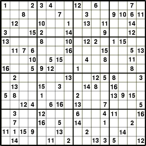 SUDOKU 16X16 DA SCARICARE