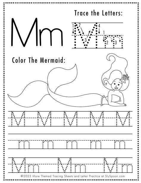 Free Letter M Tracing Worksheets - Sly Spoon | Tracing worksheets ...