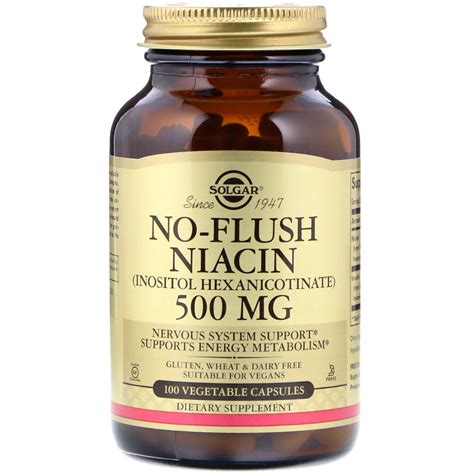 Solgar, No-Flush Niacin, 500 mg, 100 Vegetable Capsules | By iHerb