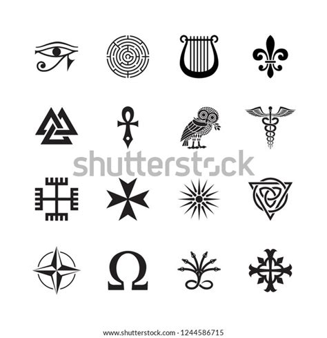 Collection Ancient Symbols Stock Vector (Royalty Free) 1244586715 ...