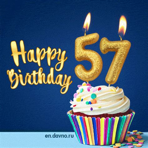 Happy Birthday - 57 Years Old Animated Card | Funimada.com