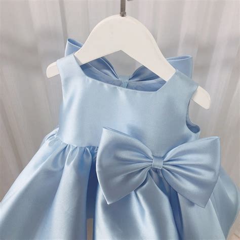 Light Blue Baby Girl Dress Satin Dress With Bow Wedding - Etsy