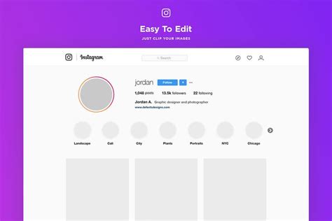 Instagram Web Profile Template - Free Download | Instagram profile ...