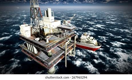 Oil Rig Platform Sunset Stock Illustration 267965294 | Shutterstock