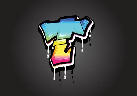 T letter 3D Graffiti Dripping alphabet font vector 7166056 Vector Art ...