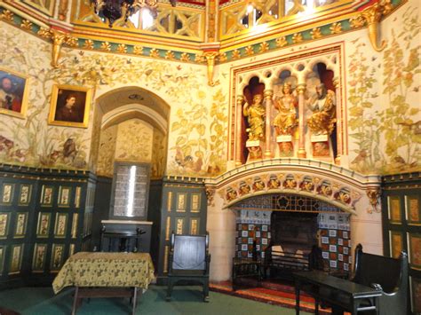 Inside Castle Coch in South wales. All the rooms are totally covered in ...