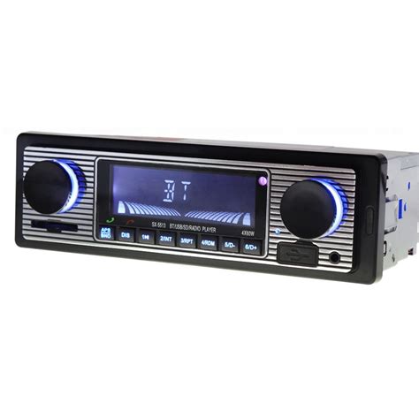 Classic Retro Look Brushed Metal Mechless Single DIN Bluetooth USB AUX ...