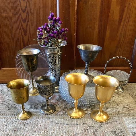 Goblet Glasses Goblet Vintage Goblets Gold Wine Glasses Brass - Etsy