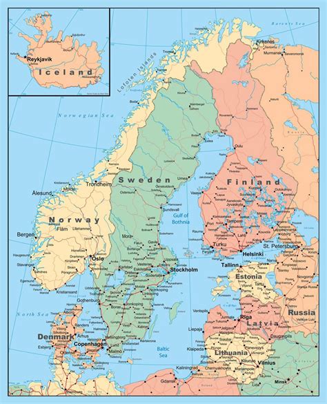 Detailed political map of Scandinavia | Baltic and Scandinavia | Europe ...