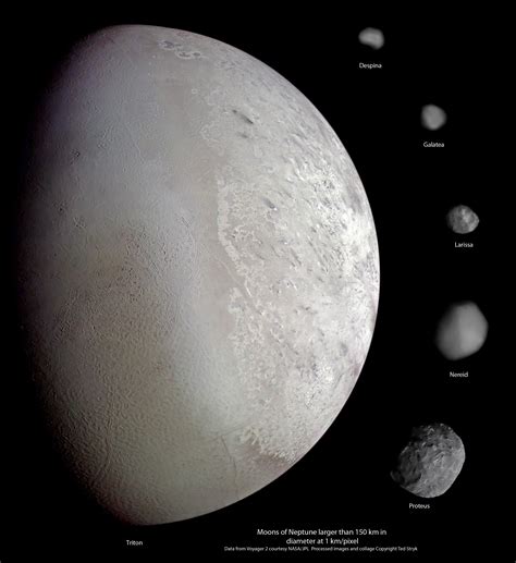 Voyager 2 captured these views of some of the moons of Neptune during ...