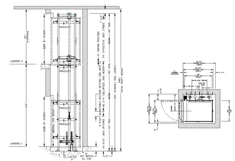 Plan and section of elevator 2d view layout cad structure autocad file ...