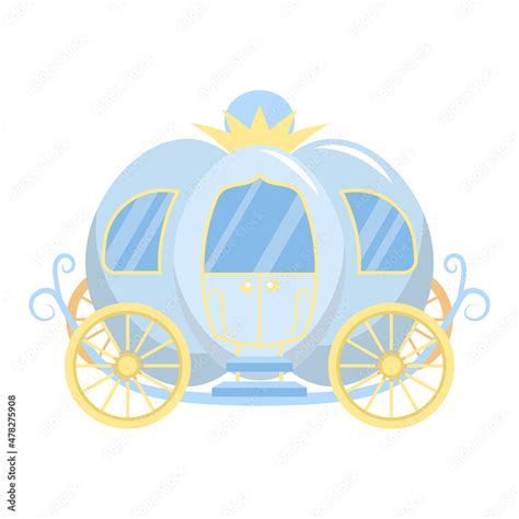 Cute Cinderella princess carriage clipart. Flat vector cartoon design ...