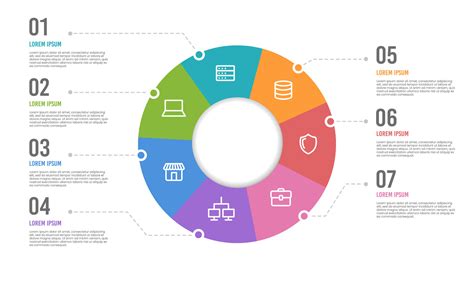 Pie chart infographic design template with 7 options for presentations ...