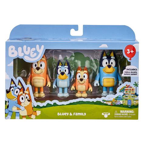 Bluey Family Figurines 4-Pack Set Including Bluey Bingo Chilli and ...