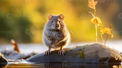 Close-up photo of a Vole looking in their habitat. Generative AI ...