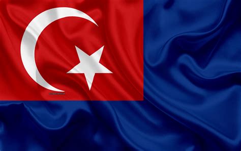 Скачать обои Flag of Johor, 4k, silk texture, national symbols, blue ...