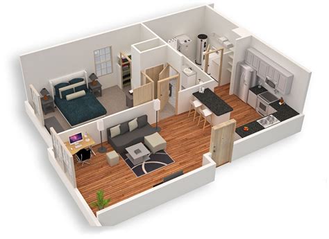 Small House 3D Floor Plan - floorplans.click