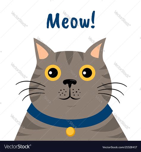 Cute cartoon gray cat icon meow Royalty Free Vector Image