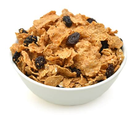 Bran And Raisin Cereal In A Bowl Top View Stock Photo - Download Image ...