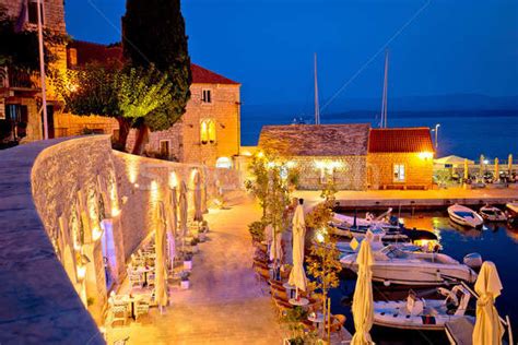 Stock photo: Town of Bol on Brac island waterfront at evening view in ...