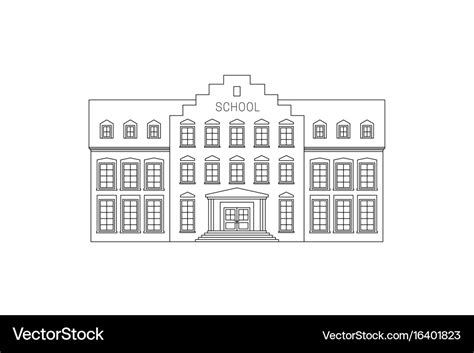 School building line drawing Royalty Free Vector Image