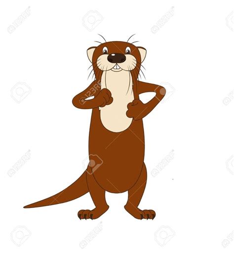 Funny Cartoon Walking River Otter, Vector Illustration Royalty Free ...