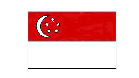 Cara menggambar bendera Singapura - How to draw Singapore flag - YouTube