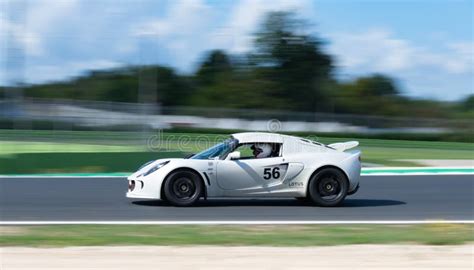 Lotus Exige Race Car Action Speed on Racetrack Blurred Background ...