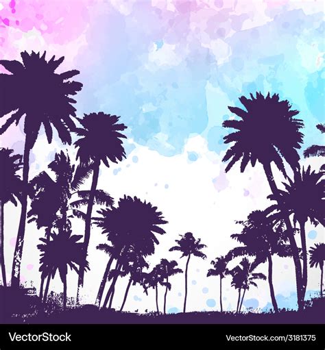 Palm trees on watercolor background Royalty Free Vector