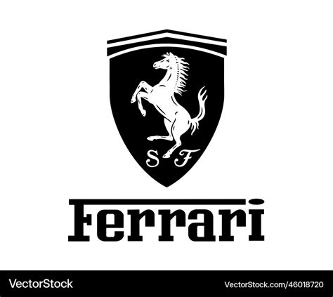 Ferrari logo brand car symbol with name black Vector Image